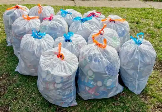 Recyclable cans sorted into separate bags through launceston skip bin hire affordable skips solutions
